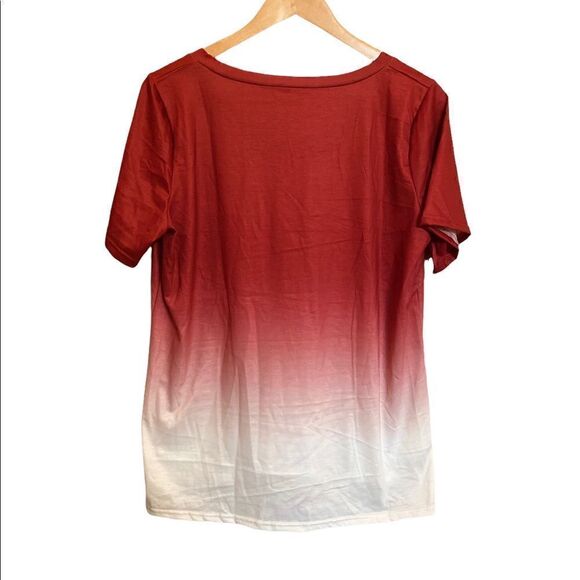 NWT Red and White Ombre Shirt Sleeved Top Size XL - Picture 3 of 5